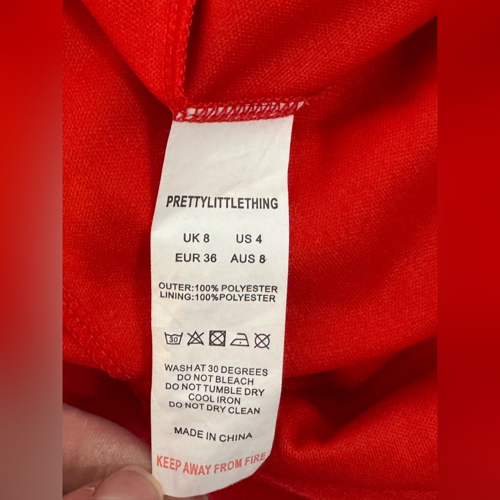 PrettyLittleThing Red Chiffon Ruffle Layer Maxi Dress Size 4 - Picture 10 of 11